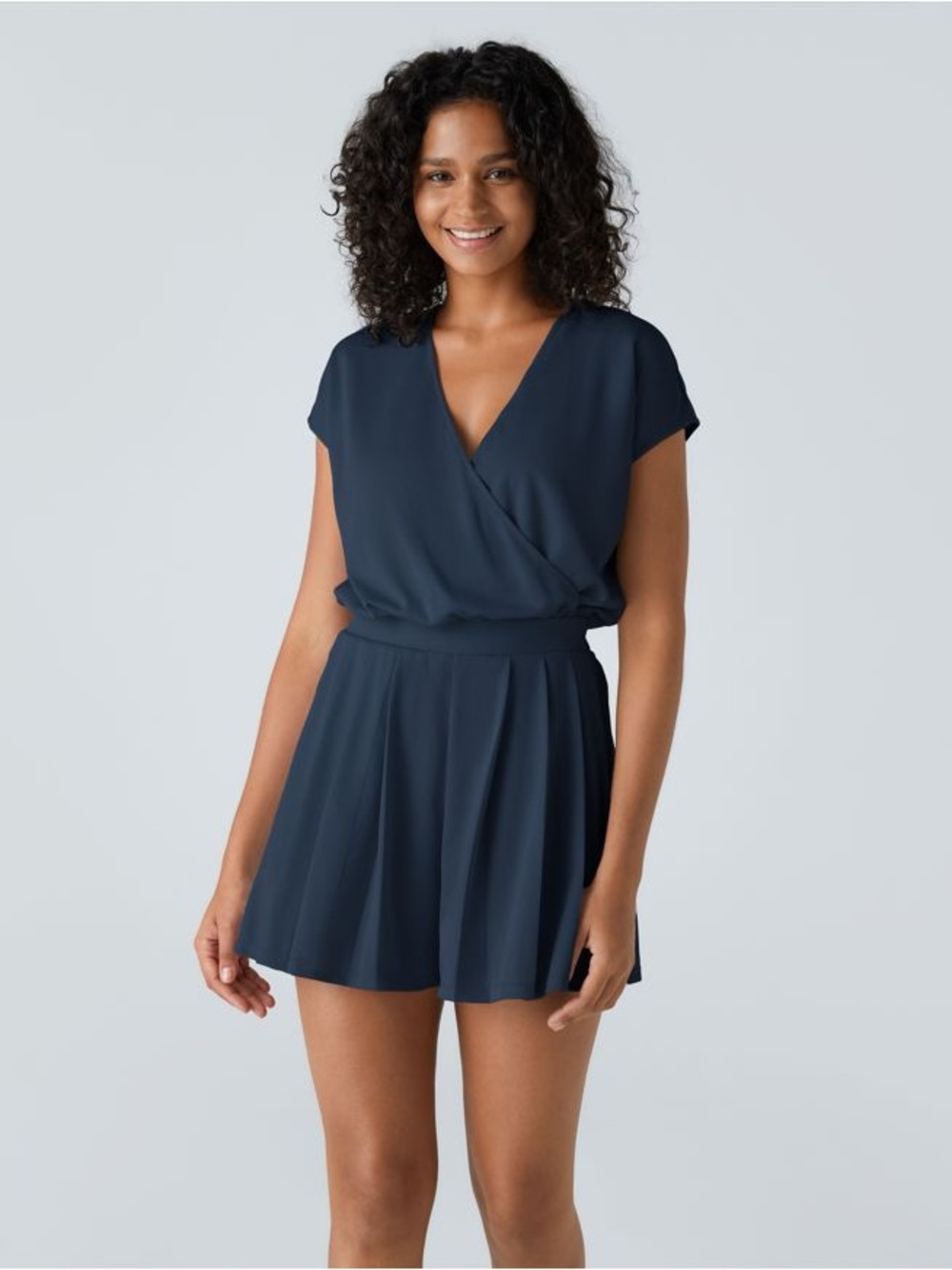 Halara V Neck Short Sleeve Pocket Waffle Casual Romper Sz XL
